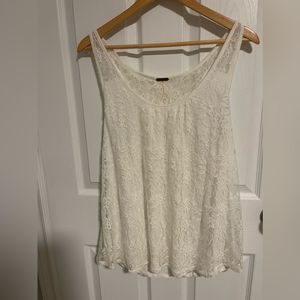 Anthropologie temperance cream lace tank top tulip large boho 🤍